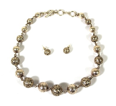 Lot 508 - A silver ball necklace together with a pair of...