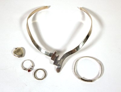Lot 515 - A Mexican white metal torc necklace marked...