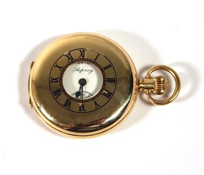 Lot 521 - A 9ct gold half hunter pocket watch, the dial...