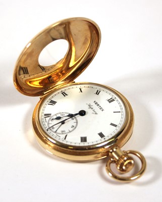 Lot 521 - A 9ct gold half hunter pocket watch, the dial...