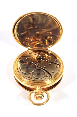 Lot 521 - A 9ct gold half hunter pocket watch, the dial...