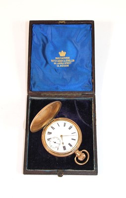 Lot 522 - A gold plated full hunter pocket watch in a...