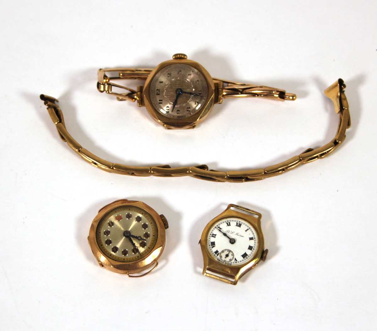 Lot 524 - Three ladies 9ct gold wristwatches together...