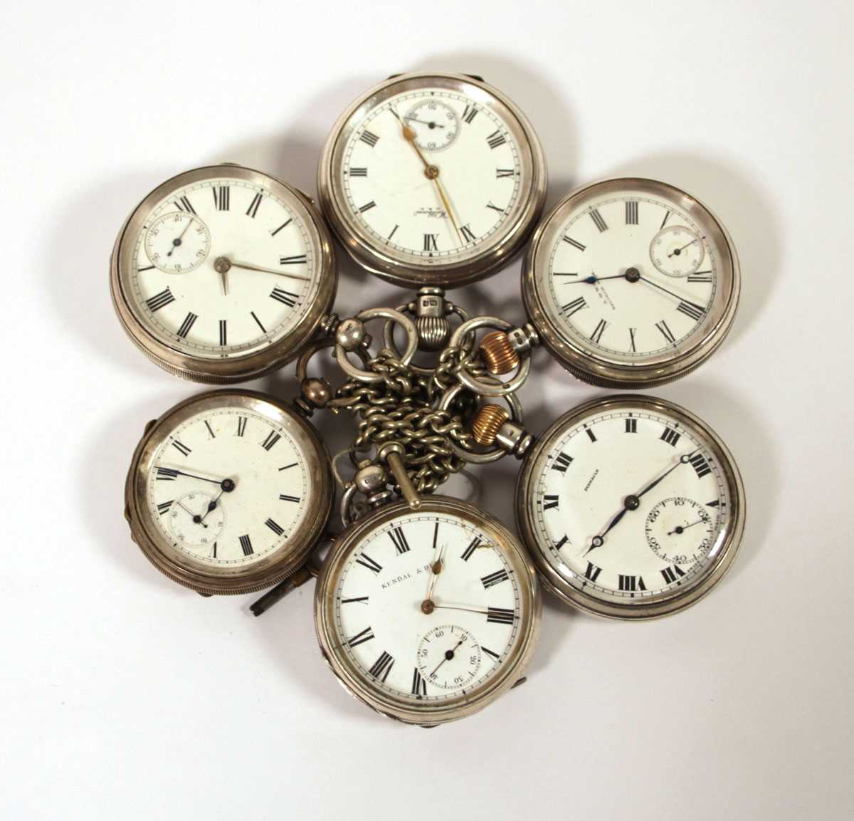 Lot 536 - Six early 20th century silver pocket watches...