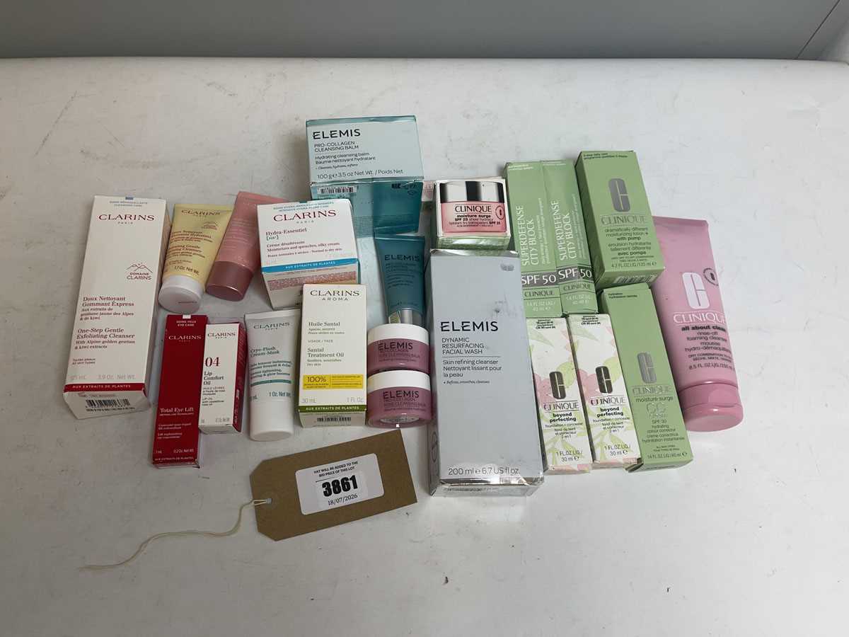 Lot 3861 - Cosmetics to include Clarins, Elemis & Clinique