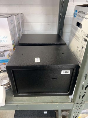 Lot 2070 - 2 lockable wall mounted safes with keys