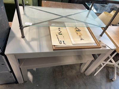 Lot 1415 - Modern grey dining table and matching bench