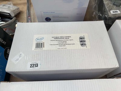 Lot 2213 - Boxed Swirl Chrome Victorian triple control...