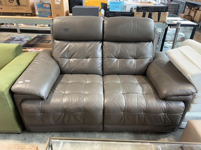 Lot 1433 - Brown leather upholstered 2 seater sofa