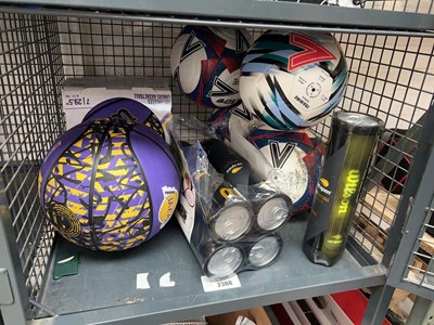 Lot 2308 - Cage containing 4 Mitre footballs and 2 Wilson...