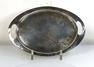 Lot 369 - A silver two handled tray of oval form, makers...
