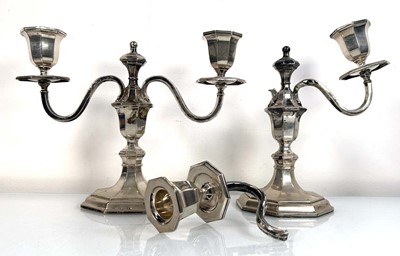 Lot 372 - A pair of Swedish silver two branch...