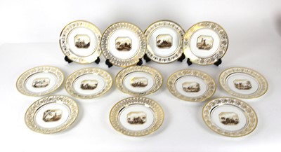 Lot 203 - A set of twelve Sevres porcelain cabinet...