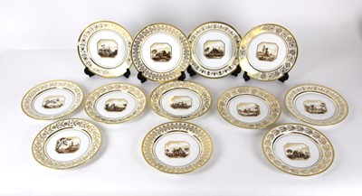 Lot 203 - A set of twelve Sevres porcelain cabinet...