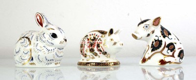 Lot 258 - Three Royal Crown Derby paperweights, modelled...
