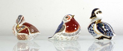 Lot 260 - Three Royal Crown Derby paperweights, modelled...