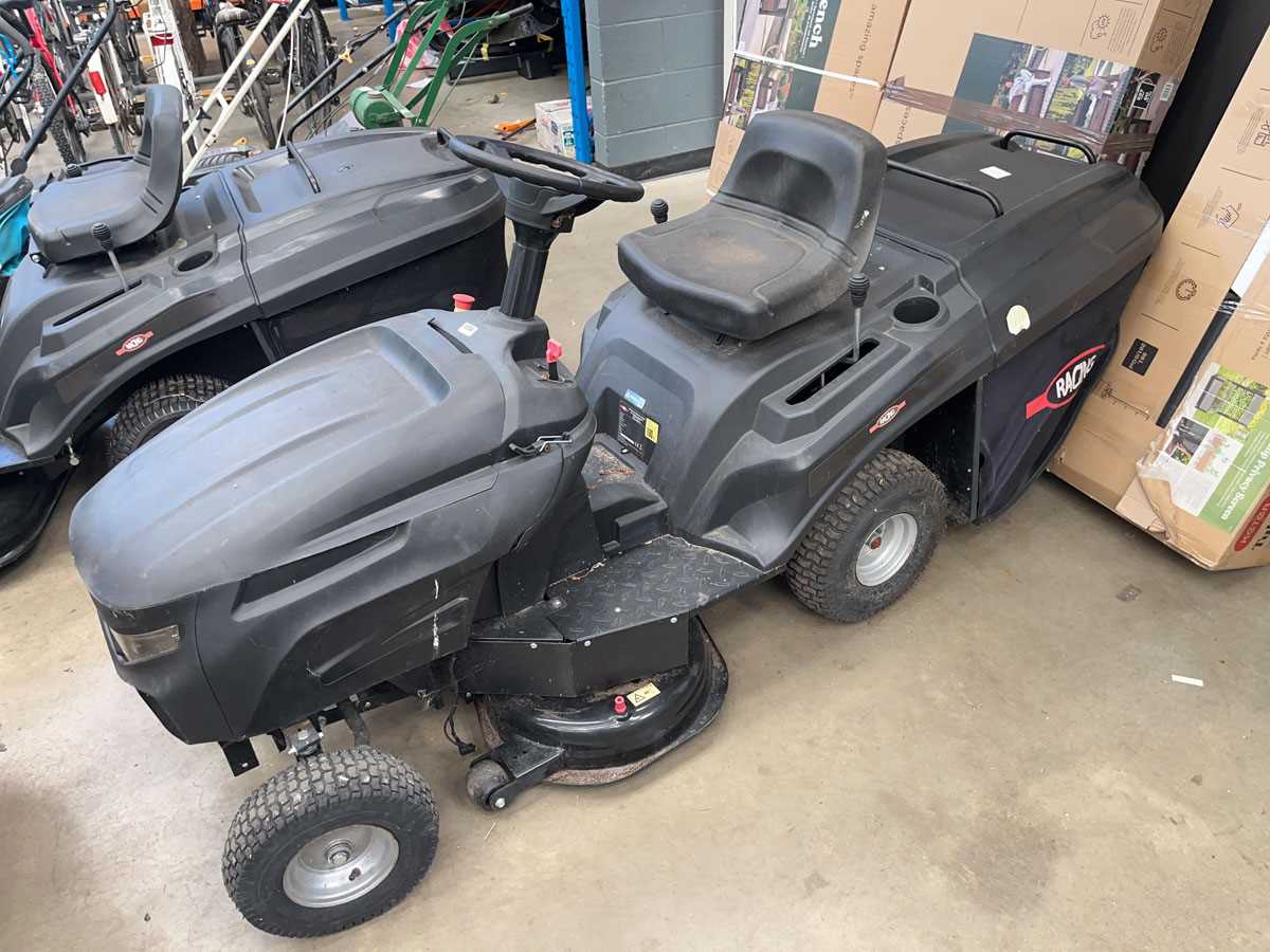 Lot 4154 - Racing petrol ride on lawn mower, no key