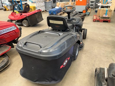 Lot 4155 - Racing petrol ride on lawn mower, plus key