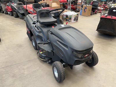 Lot 4156 - Racing petrol ride on lawn mower, plus key