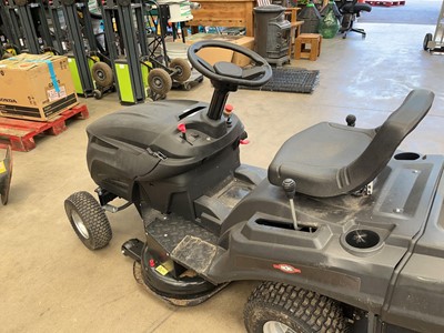 Lot 4156 - Racing petrol ride on lawn mower, plus key