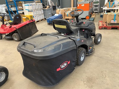Lot 4156 - Racing petrol ride on lawn mower, plus key