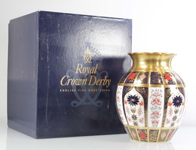 Lot 270 - A Royal Crown Derby Old Imari pattern vase of...