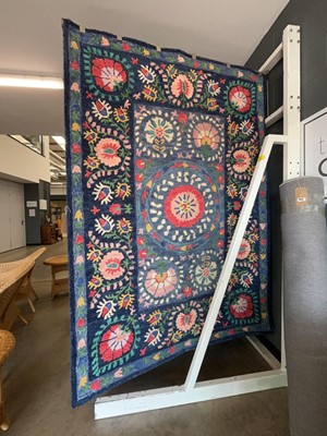 Lot 5040 - Multicoloured floral carpet with blue background
