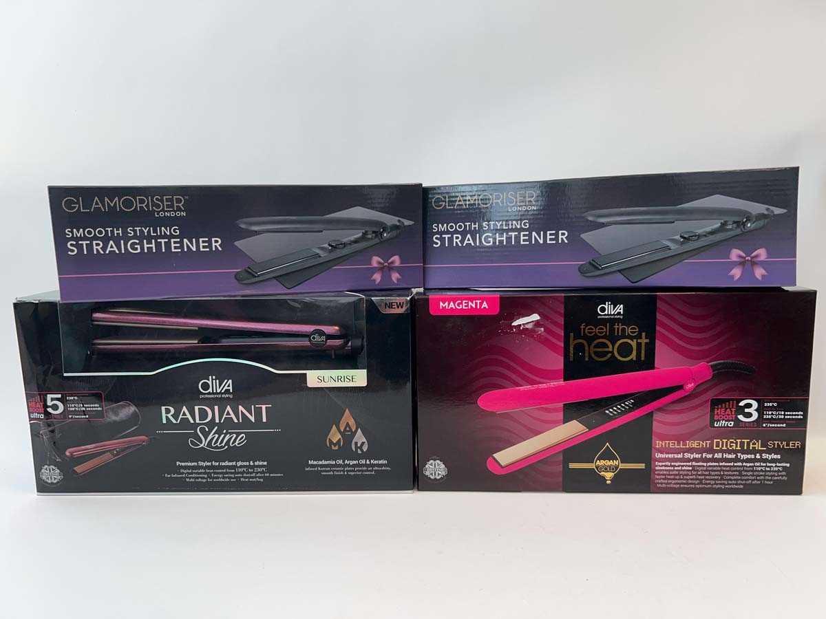 Lot 2x Diva Hair Straighteners and 2x Glamoriser...