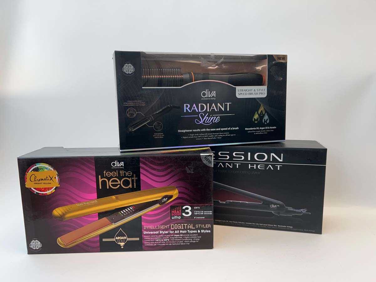Lot 3x Various Diva Styling tools, Radiant Shine...