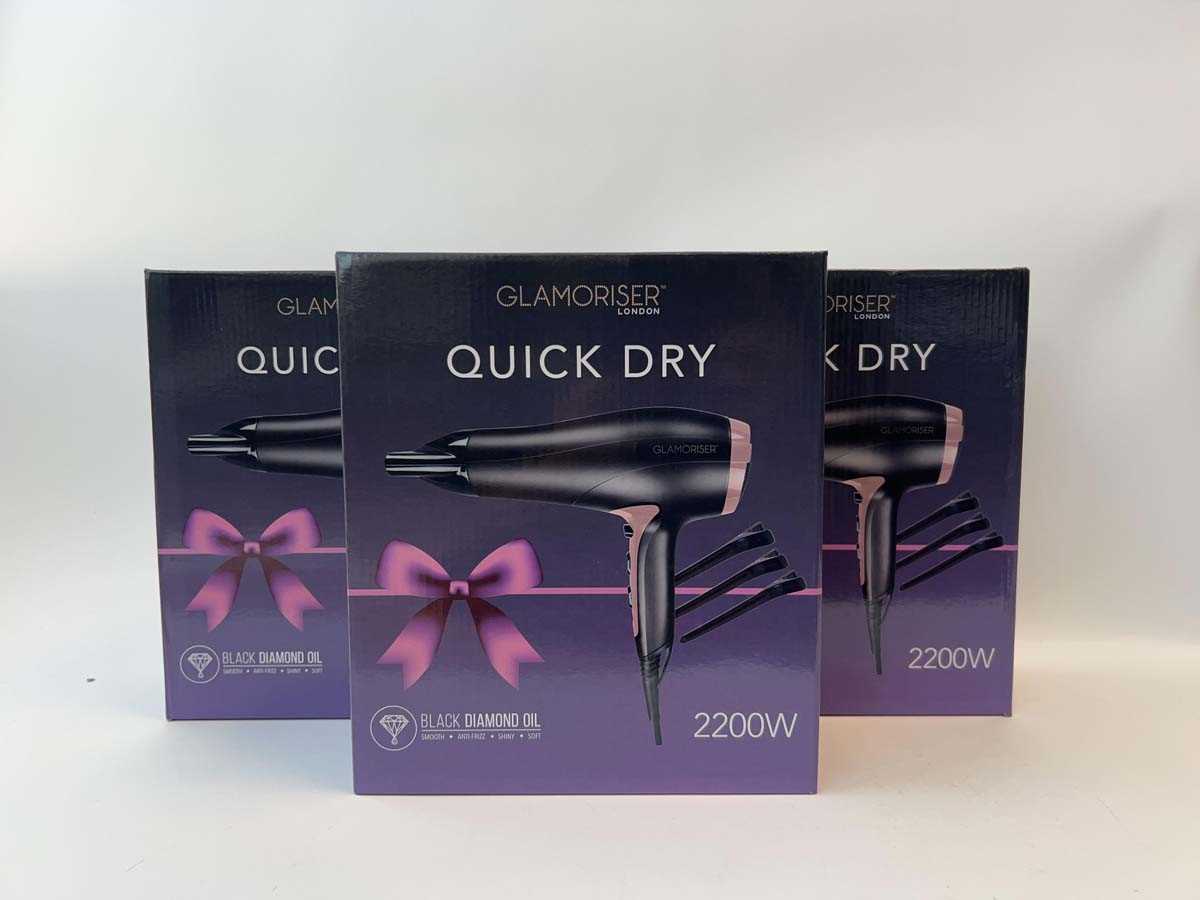 Lot 3x Glamoriser London Quick Dry Hair Dryer