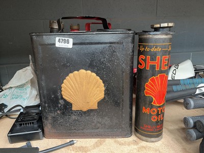 Lot 4796 - Vintage Shell Petrol Canister with integral...