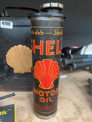 Lot 4796 - Vintage Shell Petrol Canister with integral...