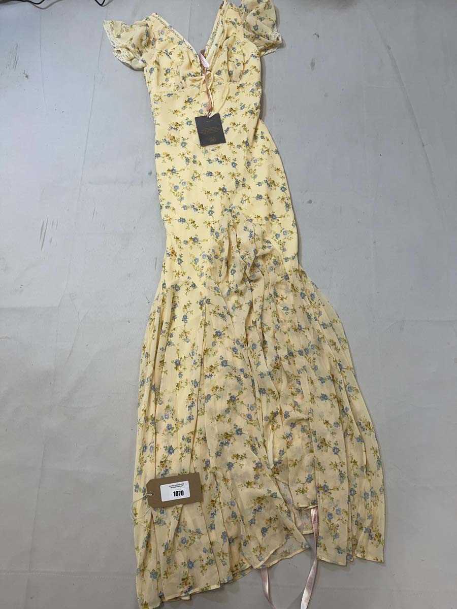 Lot 1070 - House of Cb amina lemon floral dress size small