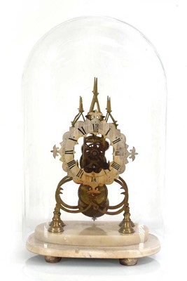 Lot 101 - A late 19th/early 20th century skeleton clock,...