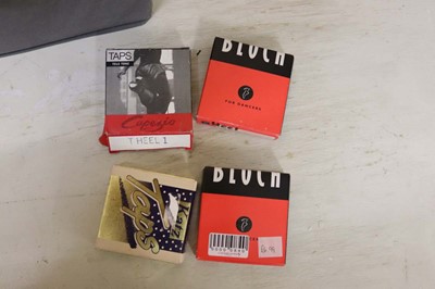Lot Box of Capezio, Bloch and Katz tap shoe metal...
