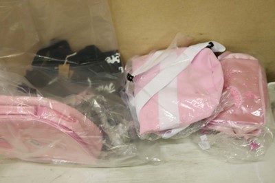 Lot 6 assorted sports bags, mostly pink and black