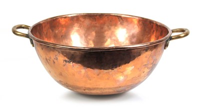 Lot 1 - A large two-handled copper mixing bowl, di. 61...