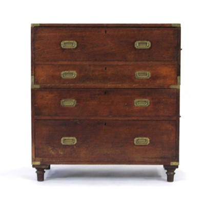 Lot 4 - A Victorian two-part campaign chest with brass...