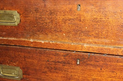 Lot 4 - A Victorian two-part campaign chest with brass...