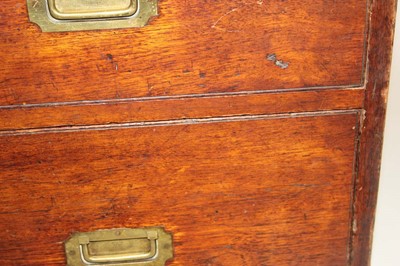 Lot 4 - A Victorian two-part campaign chest with brass...