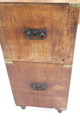 Lot 4 - A Victorian two-part campaign chest with brass...