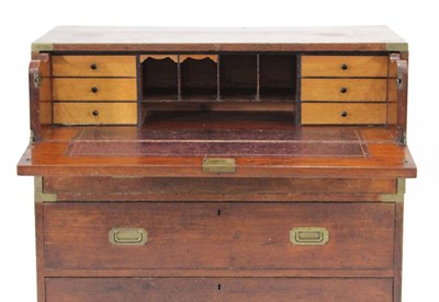 Lot 4 - A Victorian two-part campaign chest with brass...
