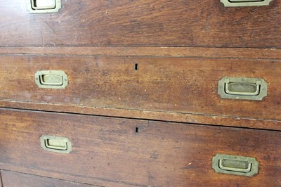 Lot 4 - A Victorian two-part campaign chest with brass...