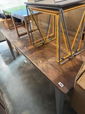 Lot 1316 - Painted pine kitchen table with stained pine...