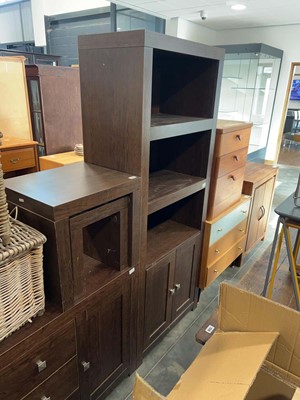 Lot 1323 - Dark wood finish suite of furniture including...