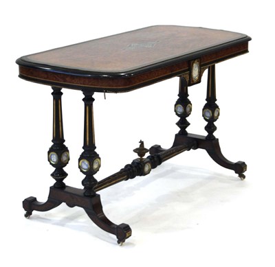 Lot 20 - An Aesthetic Movement ebonised, burr yew,...