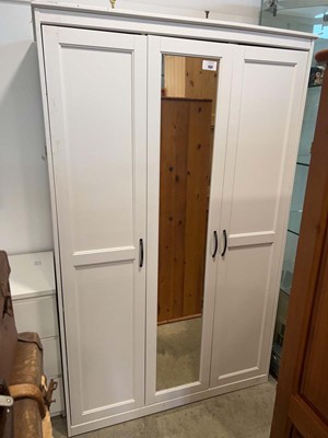 Lot 1337 - Modern white triple fronted wardrobe with...