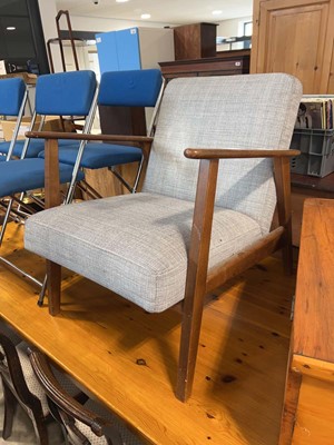 Lot 1352 - Modern Ikea grey uphostered wooden framed easy...