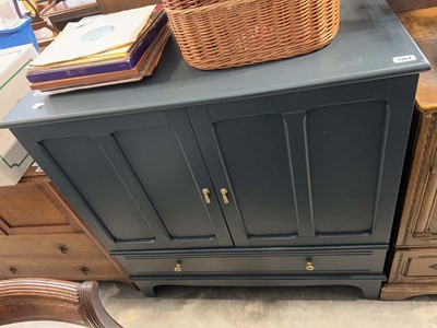 Lot 1364 - Dark blue modern entertainment cupboard with...