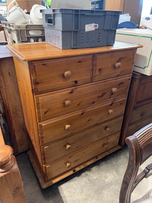 Lot 1366 - Pine chest of 2 over 4 drawers